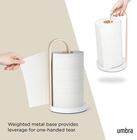 Portarotolo da cucina verticale in legno bianco ø 17 cm Bellwood – Umbra