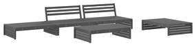 Set divani da giardino 5pz con cuscini in legno massello grigio