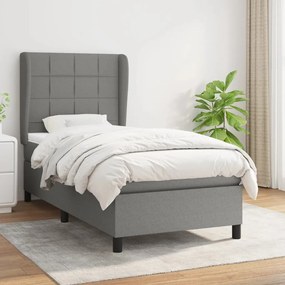 Giroletto A Molle Con Materasso Grigio Scuro 90x190 Cm Tessuto /