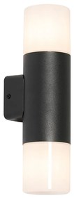 Lampada da parete per esterni nera con diffusore opale 2 luci IP44 - Odense