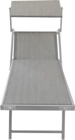 Lettino Da Mare Professionale In Alluminio Con Tettuccio Parasole Grigio 186x61x39