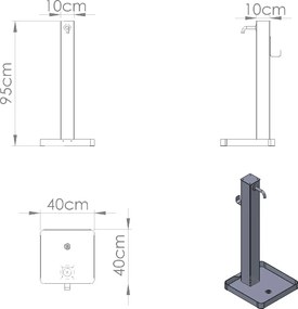 Fontana da Giardino con Rubinetto in Ottone e Base con Ciottoli 40x40x97 cm in Acciaio Bianco...
