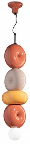 Sospensione Vintage Decò Bumbum 4 Elementi Ceramica Gialla Arancio Grigio E27