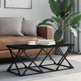 Tavolino Da Salotto Nero 100x49x40 Cm İn Legno Multistrato /