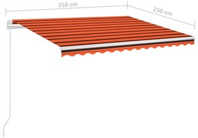 Tenda da Sole con LED Sensore Vento 3,5x2,5 m Arancio Marrone