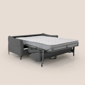 Dalia divano letto con materasso H18 cm e piedi alti in raffinato tessuto smacchiabile T17 antracite