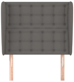 Testiera ad orecchio grigio scuro 93x23x118/128cm in similpelle