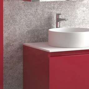 Kamalu - mobile bagno sospeso 60 cm con due cassetti e piano bianco solid surface tod-60ss