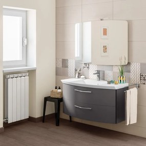 Mobile sottolavabo e lavabo Cassca per vasca centrale grigio ferro L 99 x H 48 x P 47 cm 2 cassetti