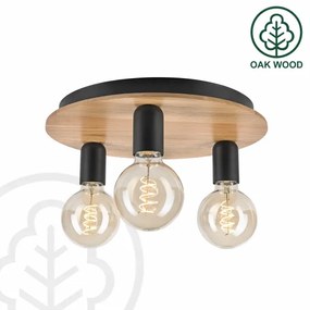 Plafoniera DUSTY 3xE27/15W/230V diametro 34 cm quercia/nero