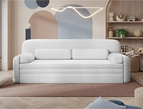 Divano bianco allungabile/con contenitore e rivestimento in bouclé 236 cm Elioss – ELTAP