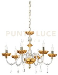 Lampadario patricia 6 luci attacco e14 colore ambra d.75cm