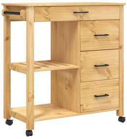 Carrello da cucina monza 84x40x90 cm in legno massello di pino