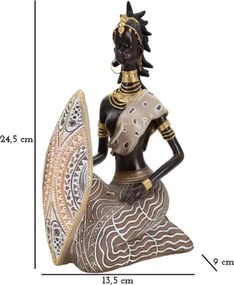 Masai Tribal Con Scudo Cm 13,5X9X24,5