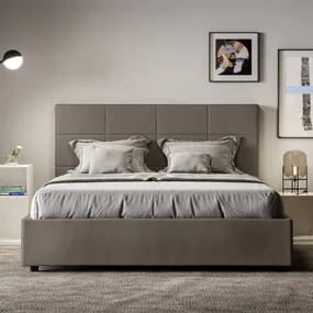 Letto senza rete imbottito 160x190 similpelle cappuccino Mika