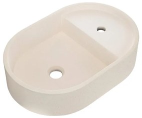 Lavabo da appoggio ALBA HOMESIGHT ovale piletta non inclusa in calcestruzzo L 55 x H 12 x P 36.6 cm beige piletta non inclusa
