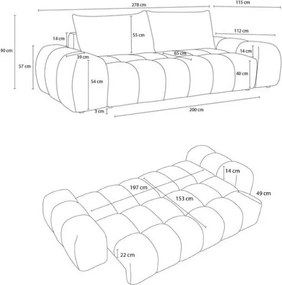Divano grigio scuro allungabile e con contenitore rivestito in ciniglia 278 cm Everest – Bobochic Paris