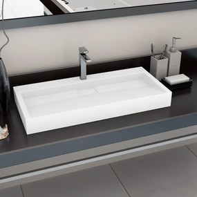 Lavandino 100x46x11 Cm Blocco İn Marmo/minerale Bianco /