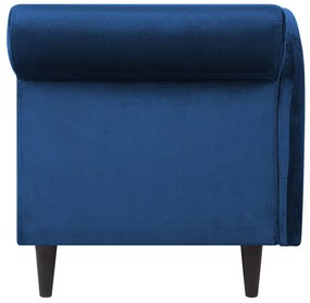 Chaise longue velluto blu marino e legno scuro destra LUIRO Beliani