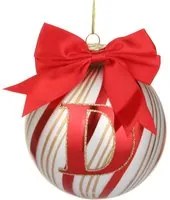 Pallina Natale con lettera D 10 cm Circus rosso