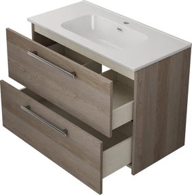 Base sospesa Remix 2 cassetti, L80 X P39 X H57,7 cm rovere grigio