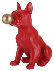 Statua bulldog con chewing gum 12x22x22 cm rosso