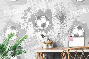 Carta da parati autoadesiva – Palla da calcio in grigio