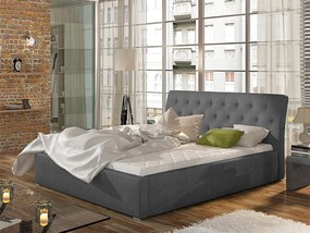 Letto matrimoniale con box contenitore Taiwan - 160 x 200 cm , Tessuto grigio