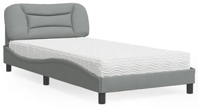 Letto con materasso grigio chiaro 100x200 cm in tessuto