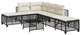 Set divani ad angolo 3 pz con cuscini in polyrattan nero