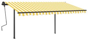 Tenda da Sole Retrattile Manuale e LED 4,5x3,5 m Gialla Bianca