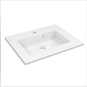 Lavabo a incasso rettangolare vasca centrale Neo L 61 x H 11.2 x P 49 cm in ceramica bianco lucido