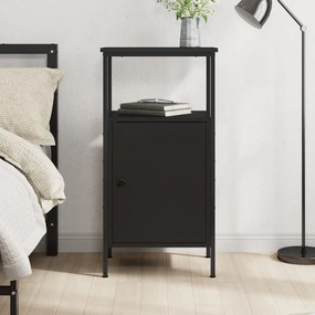 Comodino Nero 41x31x80 Cm İn Legno Multistrato /