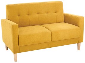 Divano scandinavo 2 posti effetto velluto giallo senape MOON