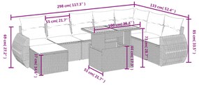 Set divani da giardino 9 pz con cuscini nero in polyrattan