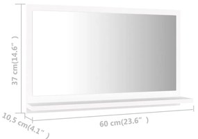 Specchio da Bagno Bianco 60x10,5x37 cm in Legno Multistrato