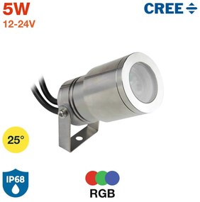 Faretto LED 5W RGB DMX512 per Piscine e Fontane IP68 CREE - Professional Colore RGB