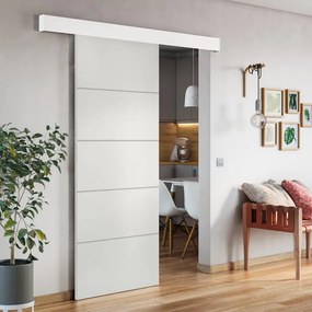 Porta scorrevole Fourlines, L 93 x H 212 cm, con binario Atelier bianco