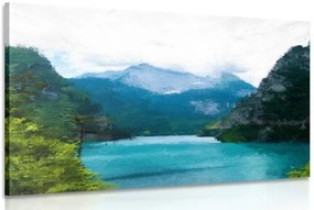 Quadro su tela – Lago di montagna dipinto