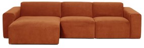 Divano angolare in velluto a coste arancione (angolo sinistro) Sting - Scandic