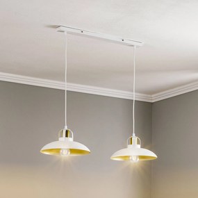 Eko-Light Lampada a sospensione Felix, bianco/oro, a 2 luci