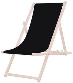 Lettino da giardino nero/faggio