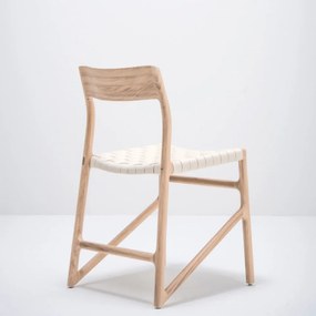 Sedia da pranzo in legno massiccio di quercia con seduta bianca Fawn - Gazzda