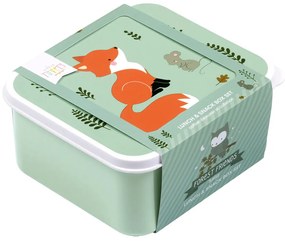 A Little Lovely Company - set di quattro scatole merenda - amici del bosco - verde