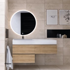 Mobile Bagno Sospeso "Carlotta" Da 120 Cm Composto Da Tre Cassetti Lavabo a SX E Specchio