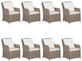 Set mobili da pranzo per giardino 9 pz marrone