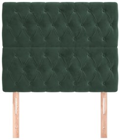 Testiera 2 pz verde scuro 100x7x78/88 cm in velluto