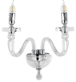 Applique 38 cm BACH senza paralume in vetro trasparente 2 Luci Cromo