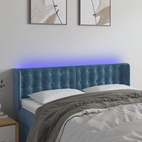 Testiera A Led Blu Scuro 147x16x78/88 Cm İn Velluto /