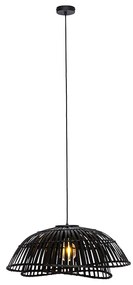 Lampada a sospensione orientale bambù nero 62 cm - Pua
